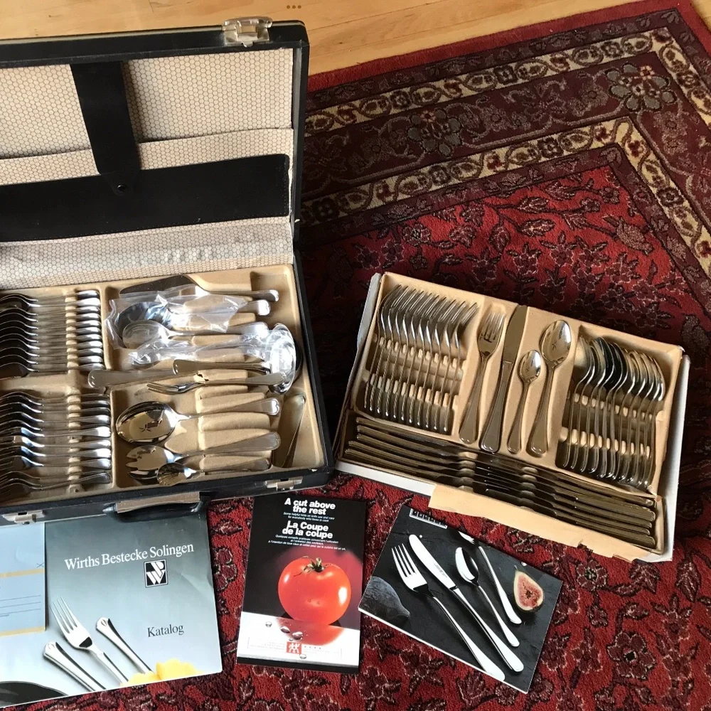 WIRTHS BESTECKE SOLINGEN Kanada Flatware MCM 2-Tiered Case Like New Flatware